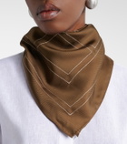 Toteme Embroidered monogram silk scarf