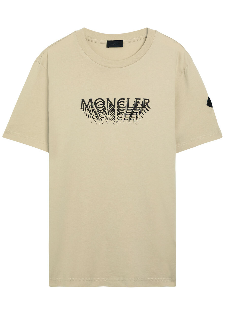 Moncler Logo-print Cotton T-shirt Beige