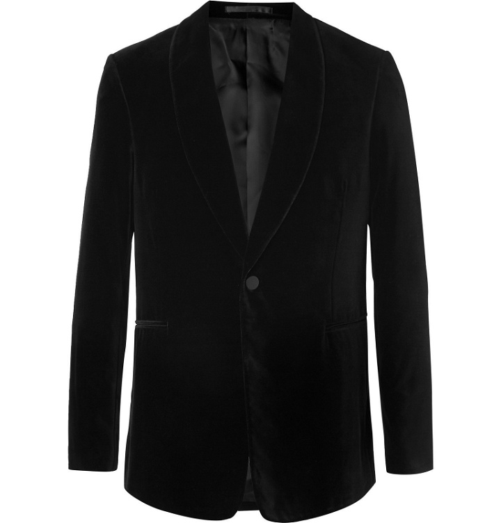 Photo: The Row - Black Archer Slim-Fit Shawl-Collar Cotton-Velvet Tuxedo Jacket - Black