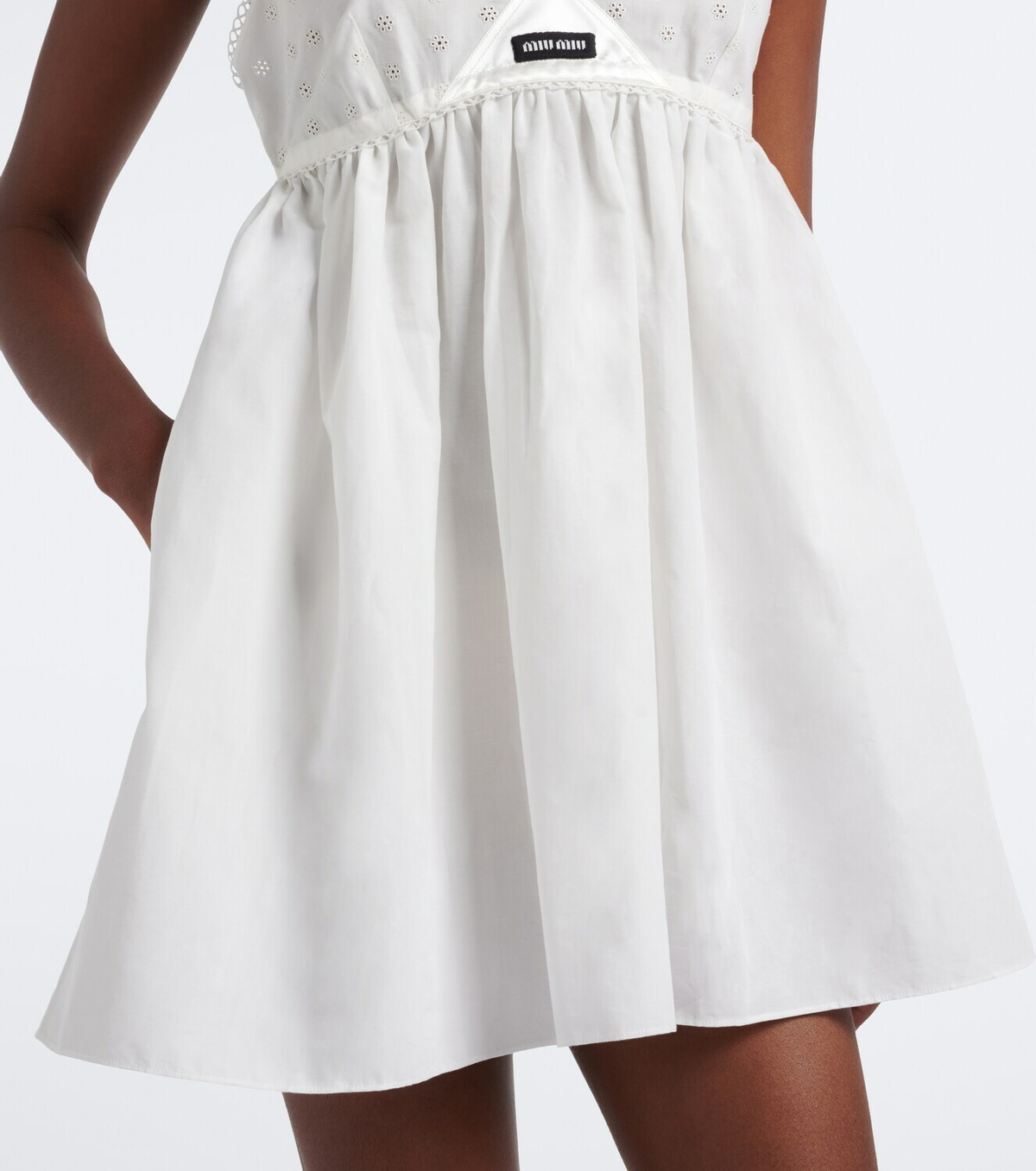 Miu Miu Embroidered cotton and linen-blend minidress