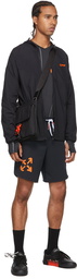 Off-White Black & Orange Active Logo Stretch Zip Up Running Jacket