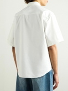 AMI PARIS - Button-Down Collar Logo-Embroidered Cotton Oxford Shirt - White