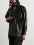 A.PRESSE - Leather Shirt Jacket - Black