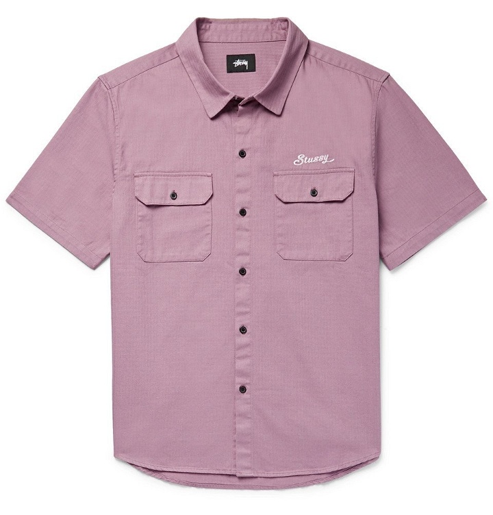 Photo: Stüssy - Embroidered Cotton Shirt - Purple