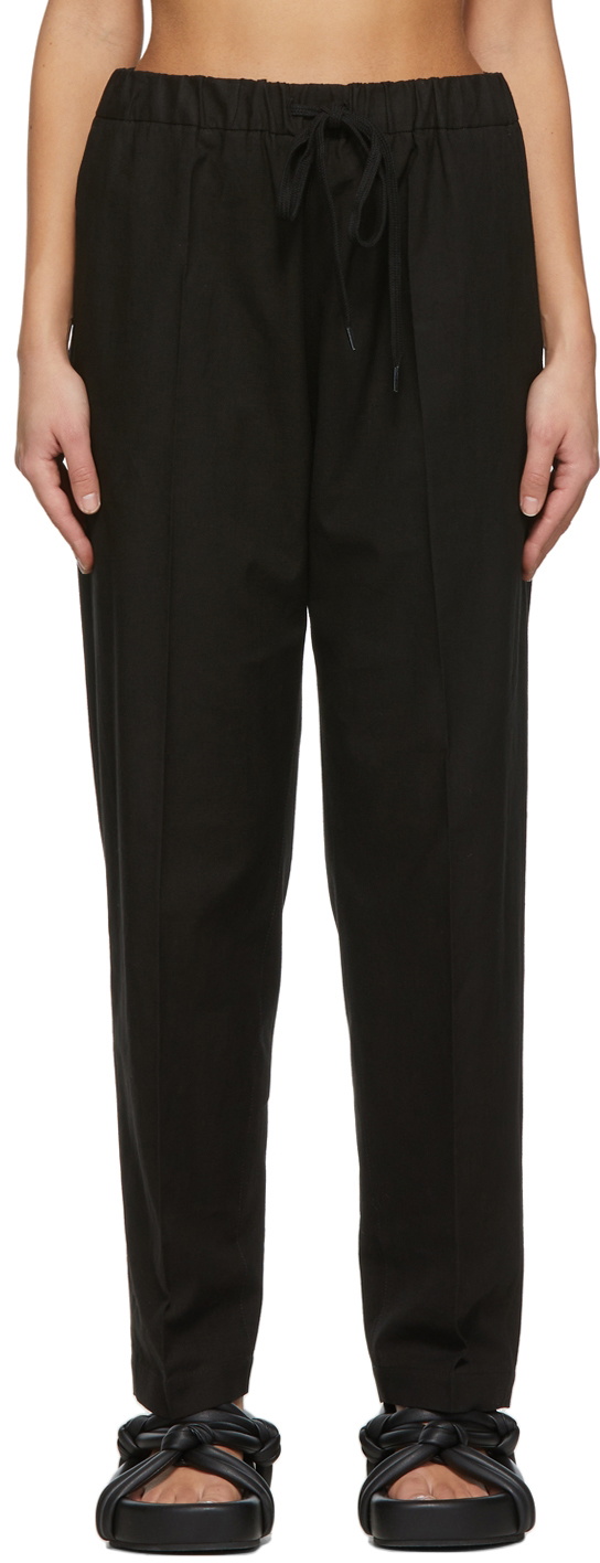 MM6 Maison Margiela Black Linen Lounge Pants MM6 Maison Margiela