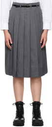 Juun.J Gray Pleated Midi Skirt