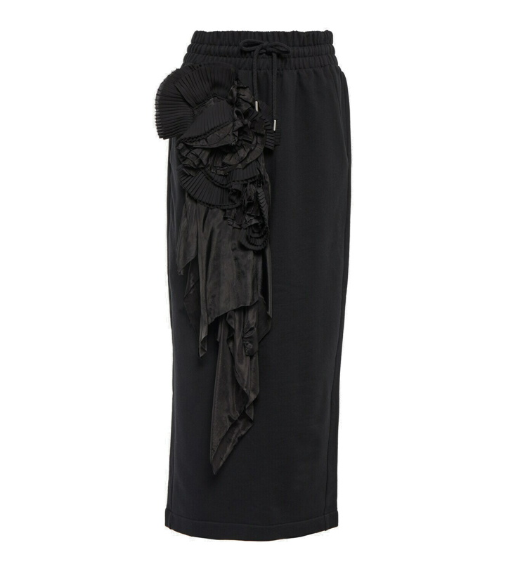 Photo: Dries Van Noten - Flower-trimmed cotton midi skirt