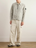 Stone Island - Logo-Appliquéd Washed Cotton-Canvas Overshirt - Neutrals