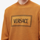 Versace Men's Logo Crew Knit in Caramel/Black