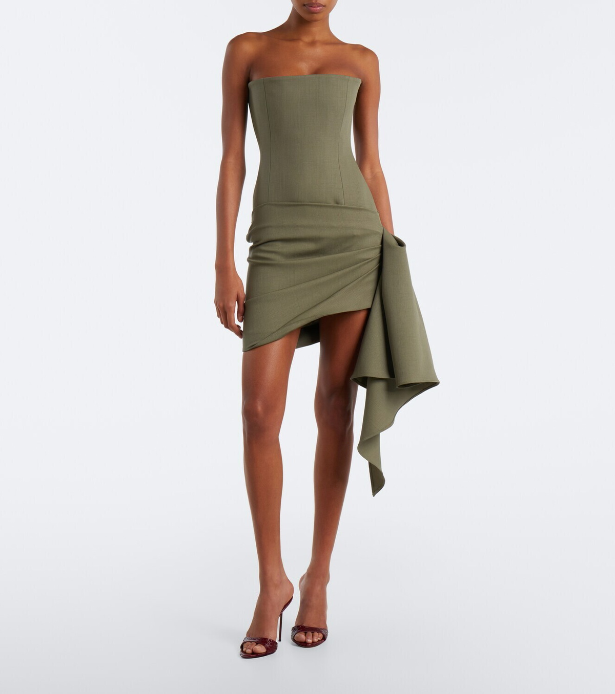 Alex Perry Draped virgin wool bustier dress