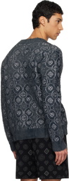 Casablanca Gray Fluffy Monogram Cardigan