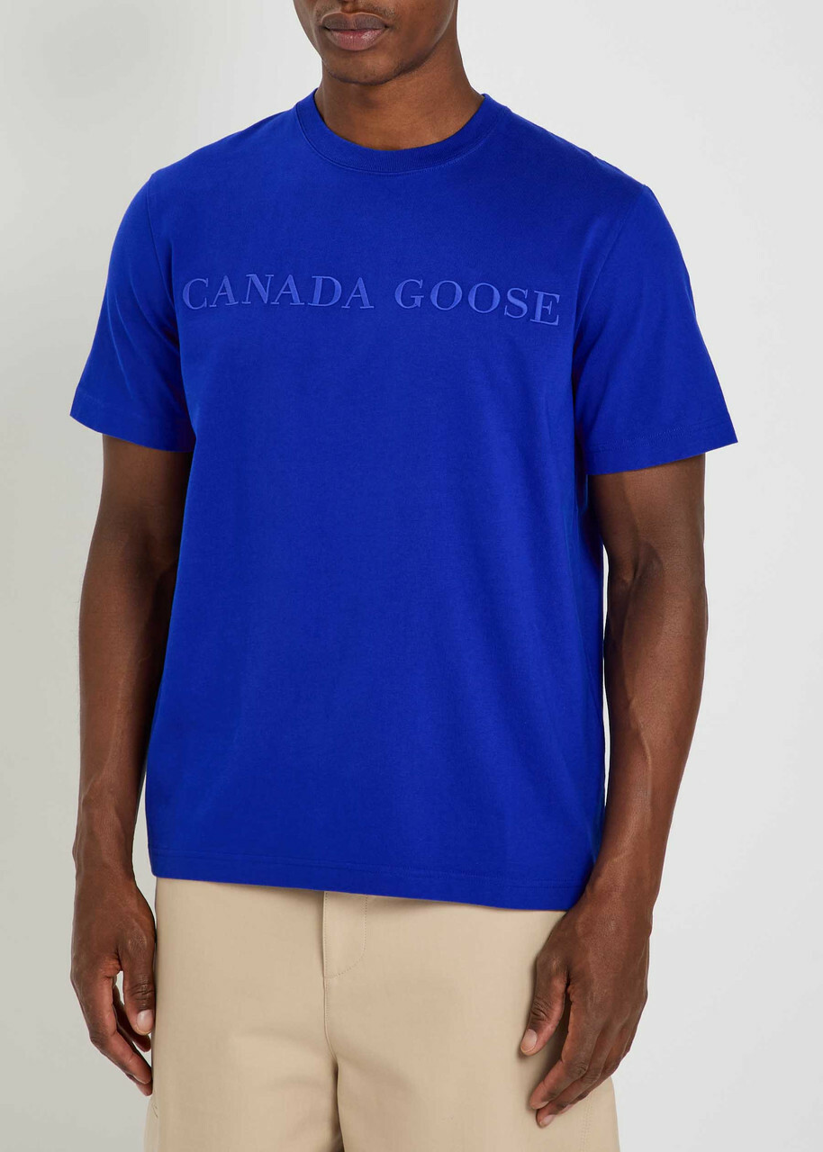 Canada Goose Vantage Logo-embroidered Cotton T-shirt Blue