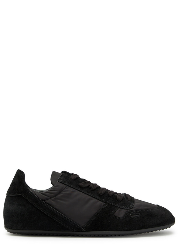 Photo: Rick Owens Panelled Nylon and Suede Sneakers Black