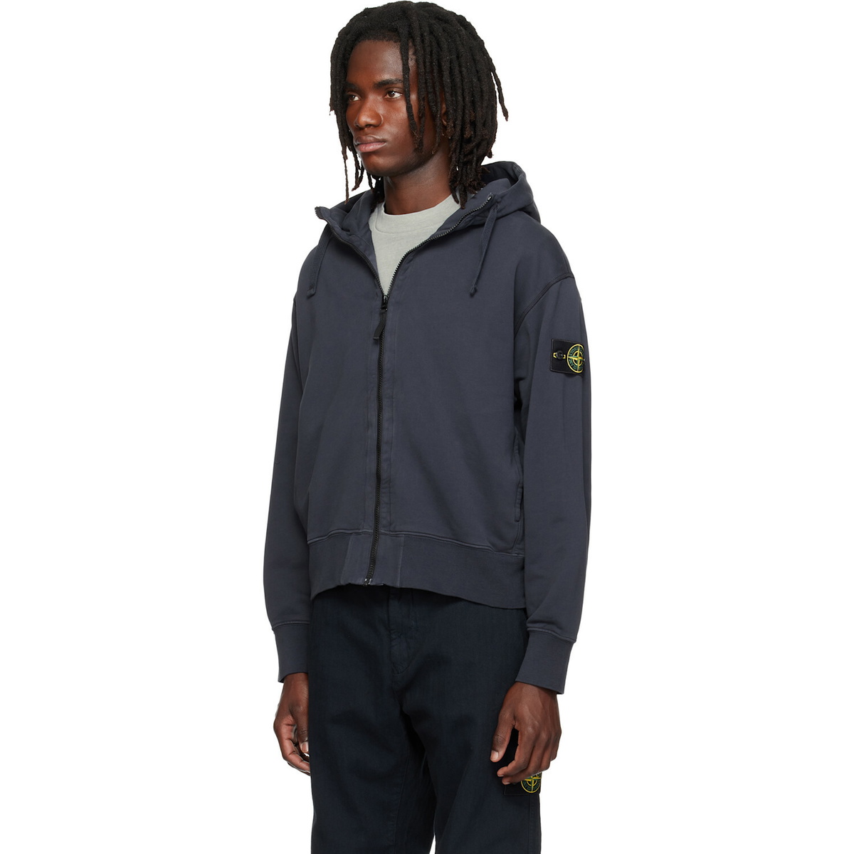 Stone Island Navy 6100009 Organic Cotton Fleece Hoodie