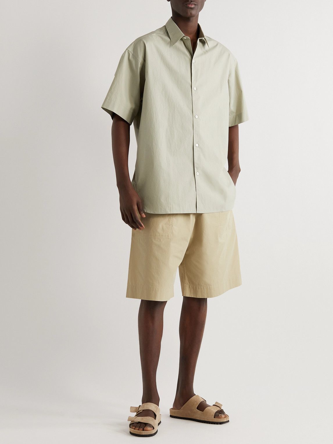 Studio Nicholson - Helix Wide-Leg Cotton-Poplin Shorts