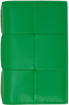 Bottega Veneta Green Leather Card Holder