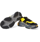 Balenciaga - Triple S Nylon, Nubuck and Leather Sneakers - Men - Yellow