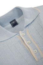 Fedeli Linen And Cotton Knitted Polo Shirt Light Blue