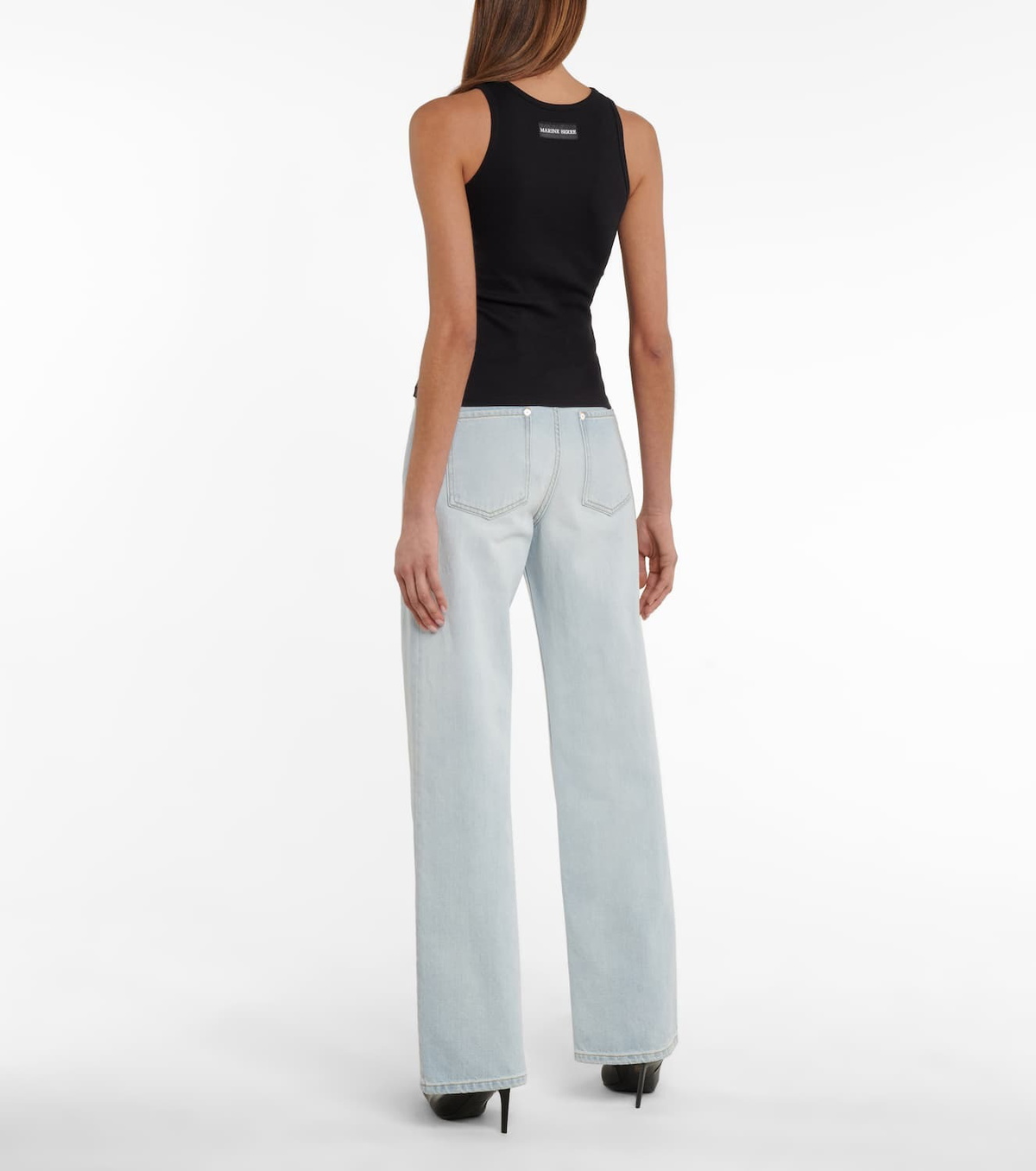 Marine Serre Ribbed-knit cotton tank top
