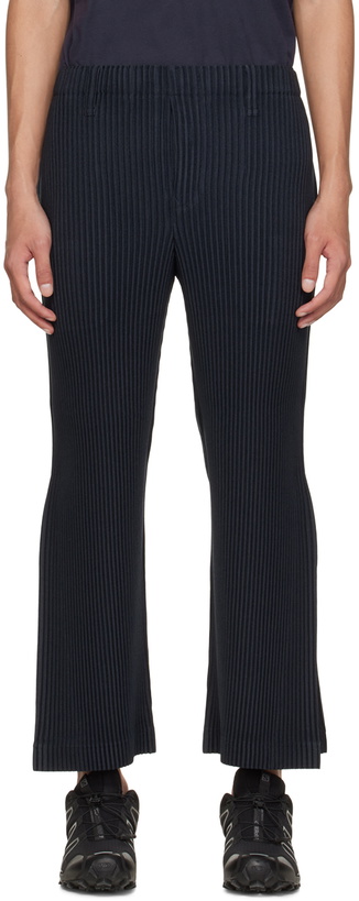 Photo: Homme Plissé Issey Miyake Navy Kersey Pleats Trousers