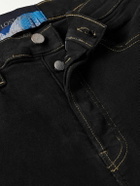 LOST DAZE - Off-World Slim-Fit Flared Distressed Appliquéd Embroidered Printed Jeans - Black