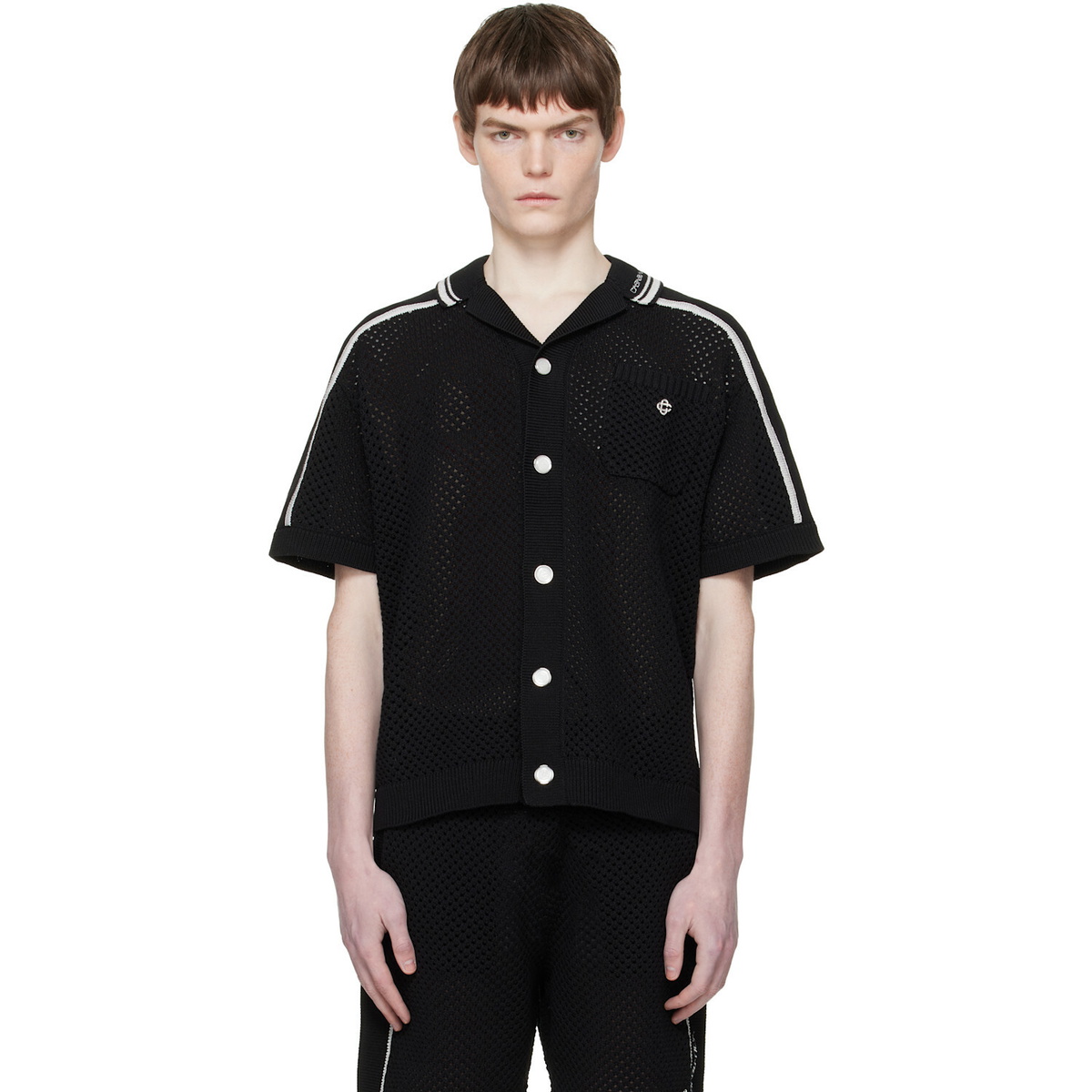 Casablanca Black Short Sleeve Mesh Shirt