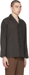 Homme Plissé Issey Miyake Brown Cotton Linen Shirt