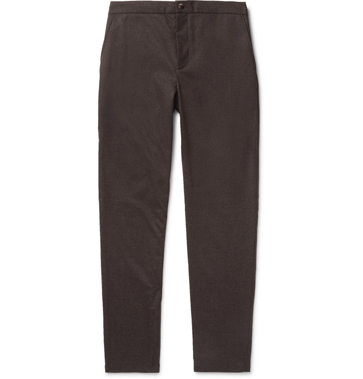 Photo: DE BONNE FACTURE - Tapered Wool-Flannel Drawstring Trousers - Brown
