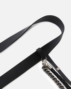 Pinko Leather Belt With Chains And Straps 3 Cm Black Old Silver