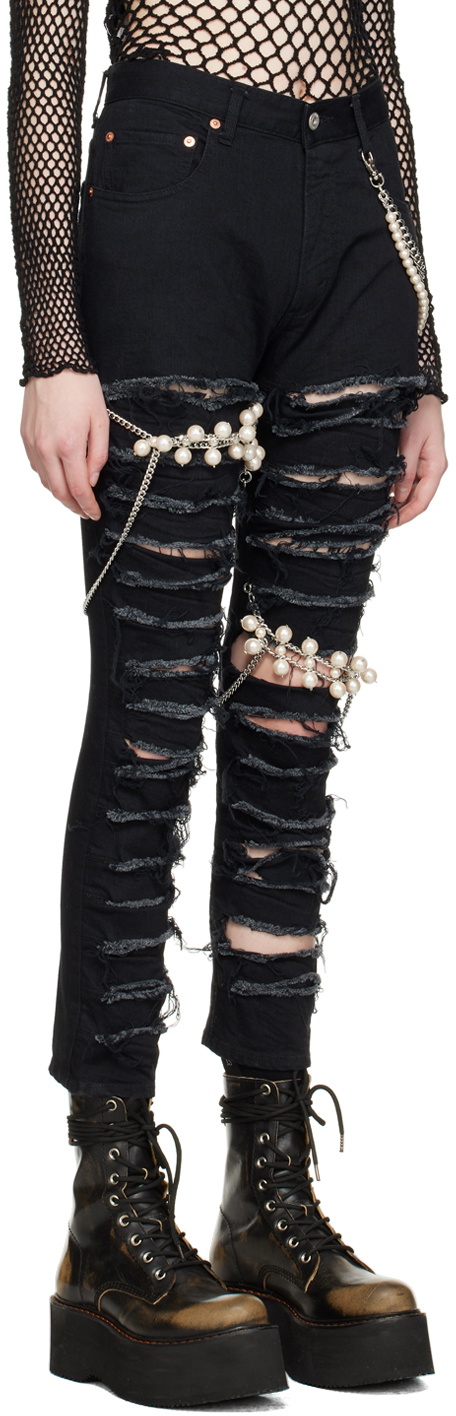 Junya Watanabe Black Distressed Jeans