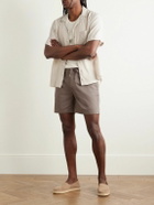 Onia - Slim-Fit Straight-Leg Pleated Garment-Dyed Stretch-Cotton Drawstring Shorts - Brown