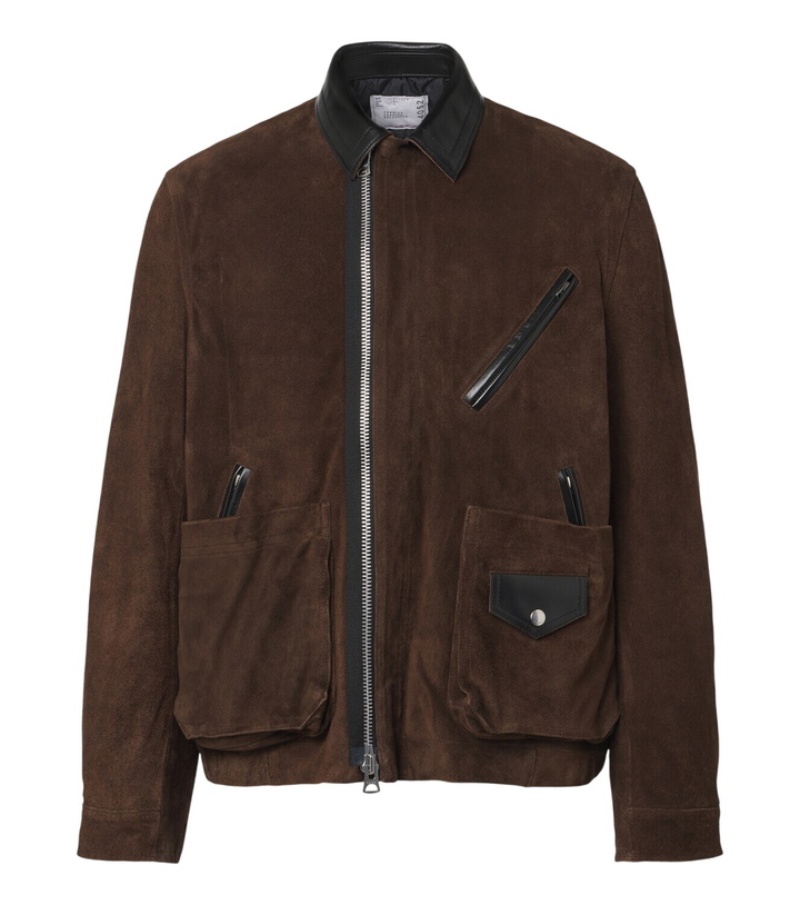Photo: Sacai Leather-trimmed suede blouson jacket