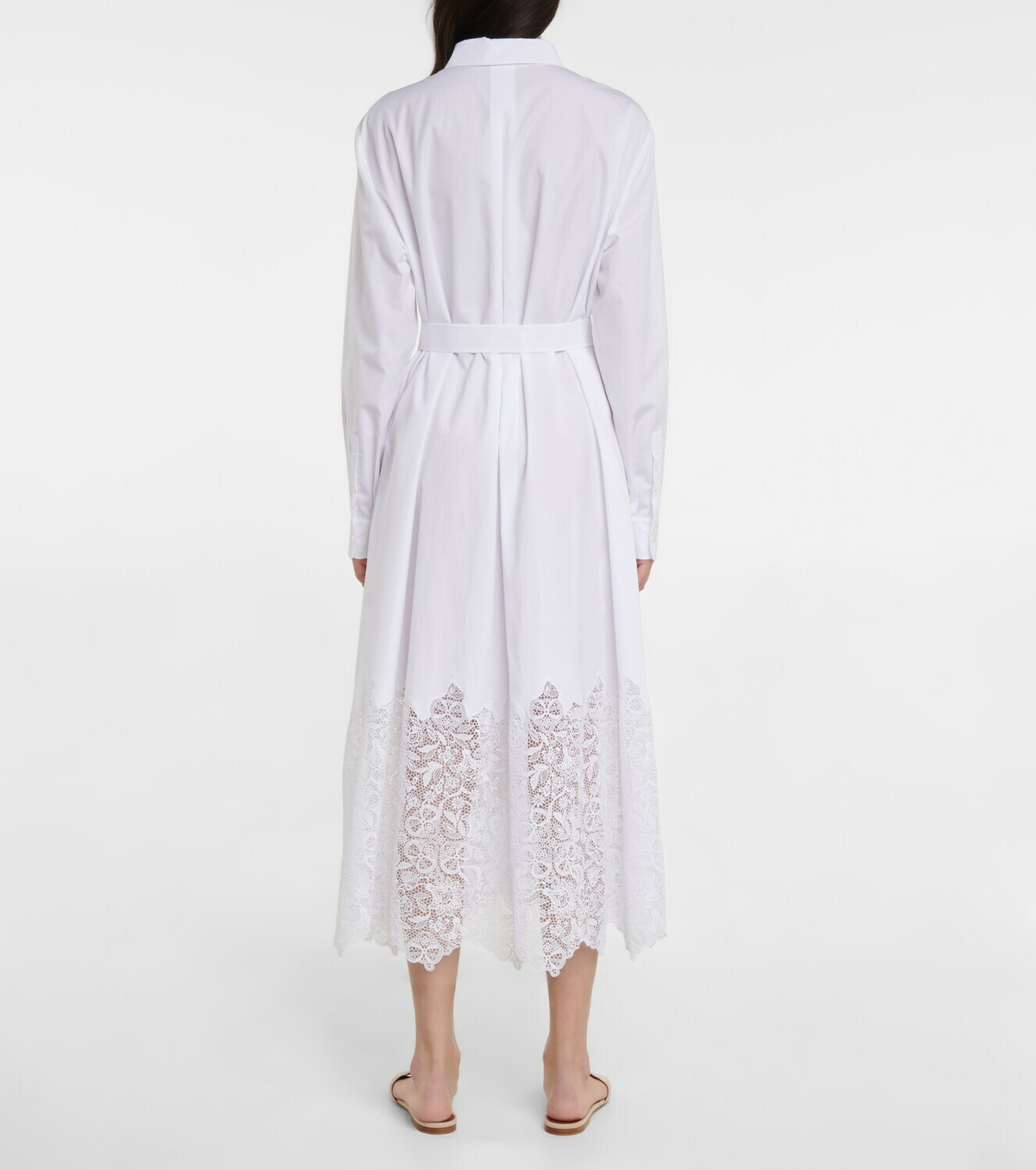 Loro Piana Carola lace-trimmed poplin midi dress Loro Piana