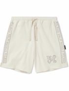 Palm Angels - Wide-Leg Studded Cotton-Jersey Drawstring Shorts - Neutrals
