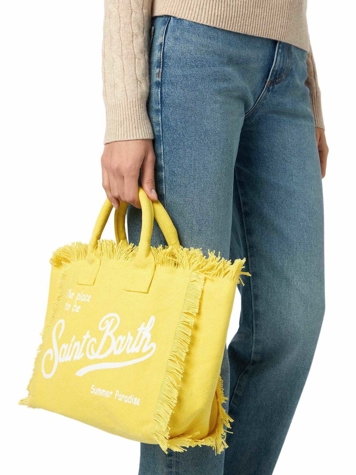 MC2 Saint Barth Yellow Cotton Canvas Colette Handbag