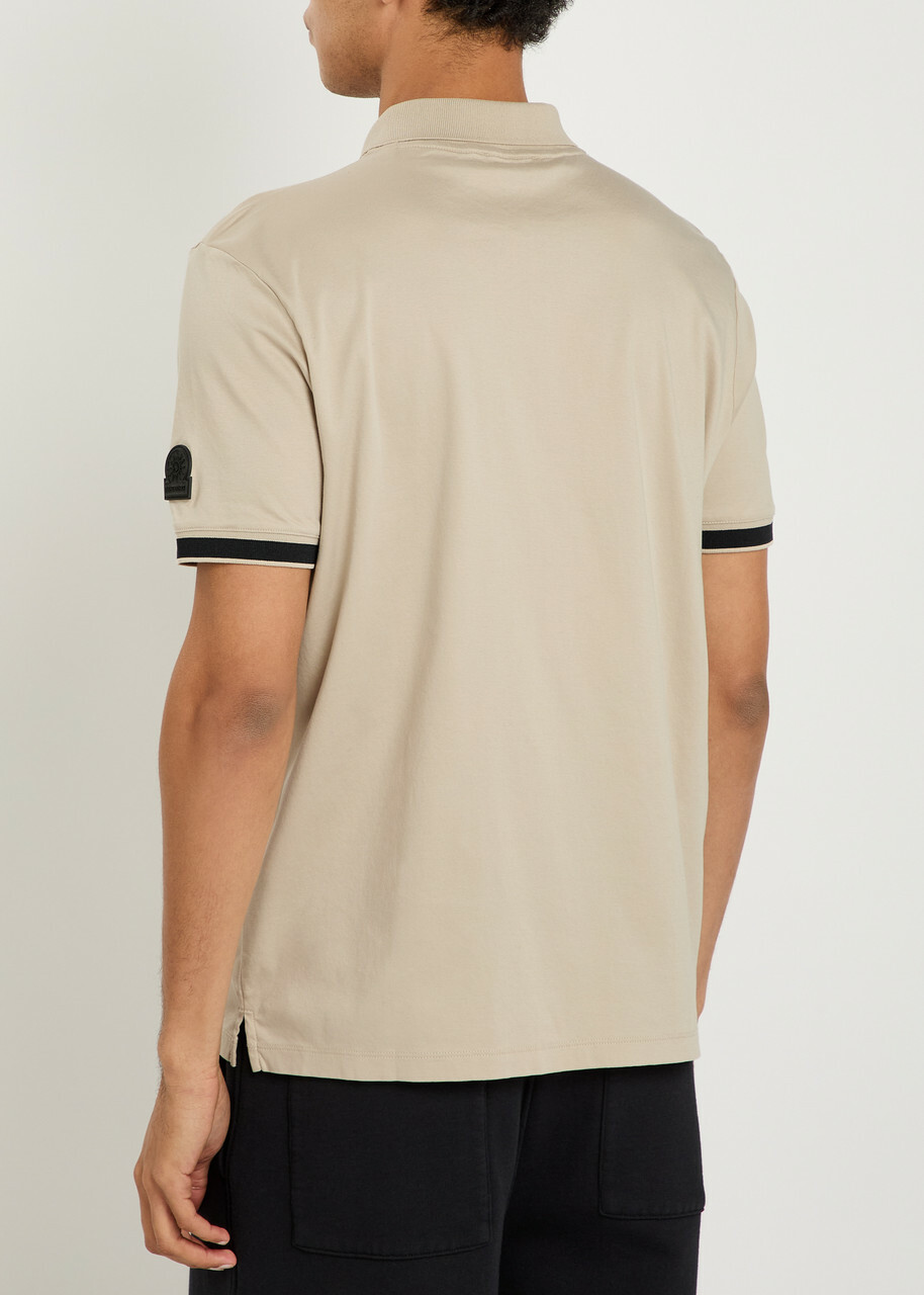 Sandbanks Logo Jersey Polo Shirt Beige