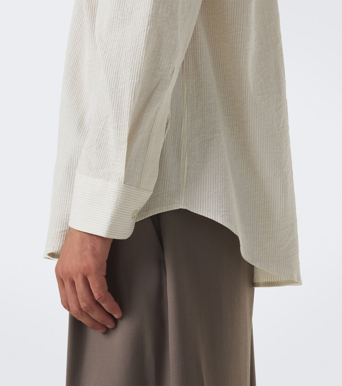 Studio Nicholson View striped cotton and linen shirt
