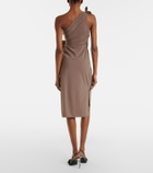 Coperni Floral-appliqué one-shoulder jersey cocktail dress