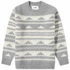 NN07 Men's Aslak Geometric Pattern Crew Knit in Grey Melange