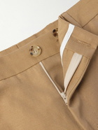 Burberry - Slim-Fit Straight-Leg Pleated Embroidered Wool and Linen-Blend Trousers - Brown