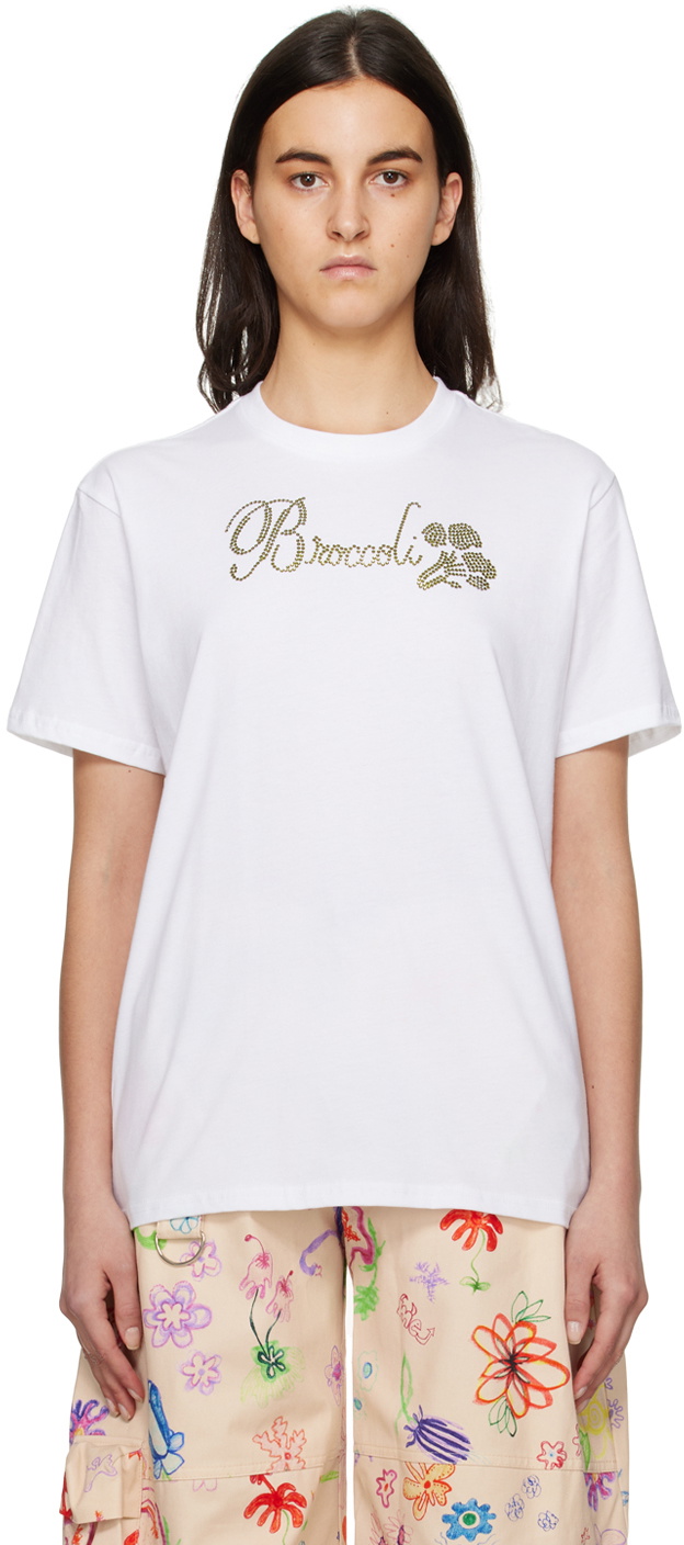 Collina Strada White Embellished T-Shirt Collina Strada