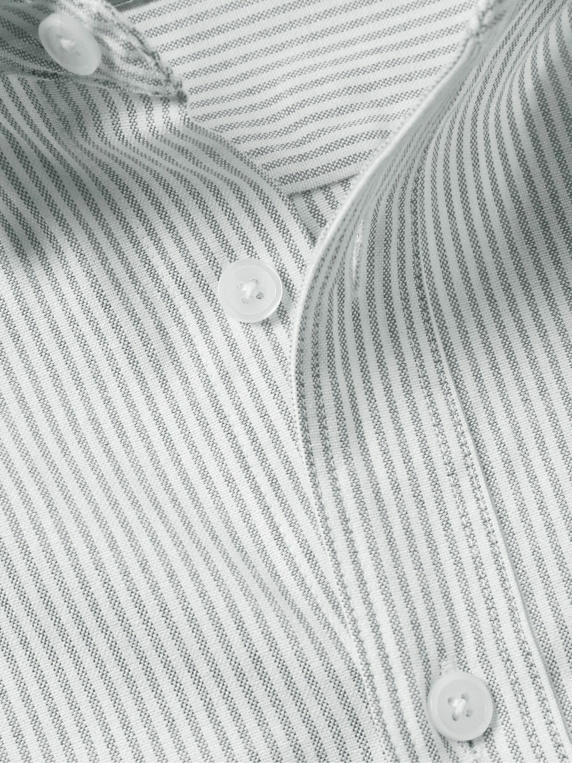 FrizmWORKS - Button-Down Collar Striped Cotton-Blend Oxford Shirt - Gray