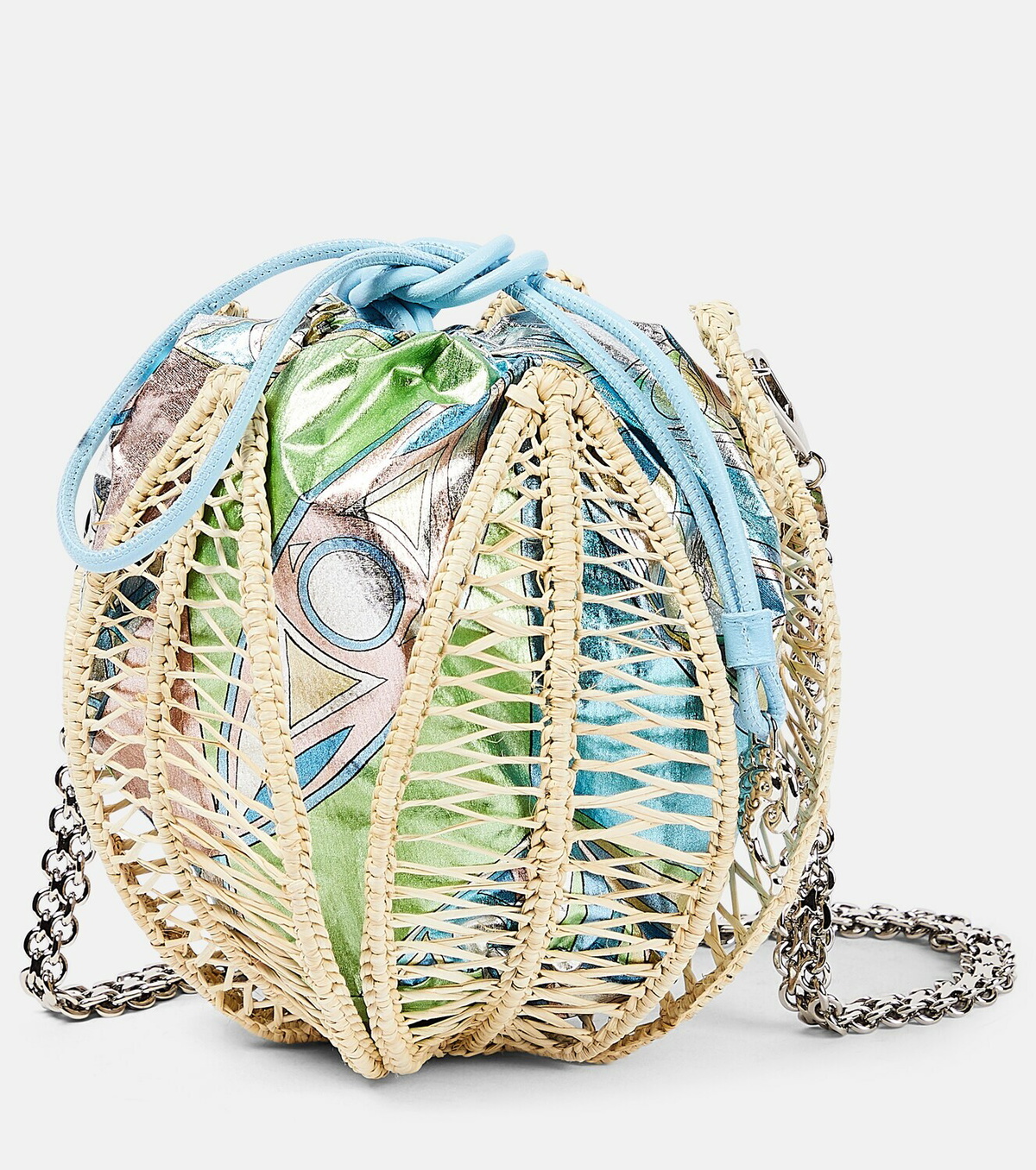 Pucci Raffia leather-trimmed bucket bag Emilio Pucci