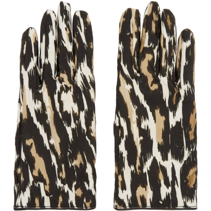 Photo: Raf Simons Beige and Brown Animal Fabric Gloves