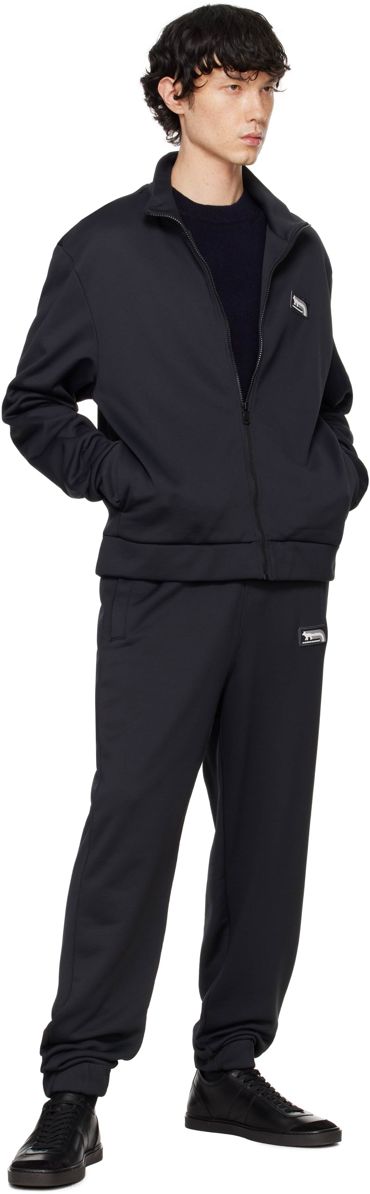 トップス MAISON KITSUNE FLASH FOX TRACK JACKET(L) Maison Kitsuné Black Flash Fox Track Jacket Maison Kitsune