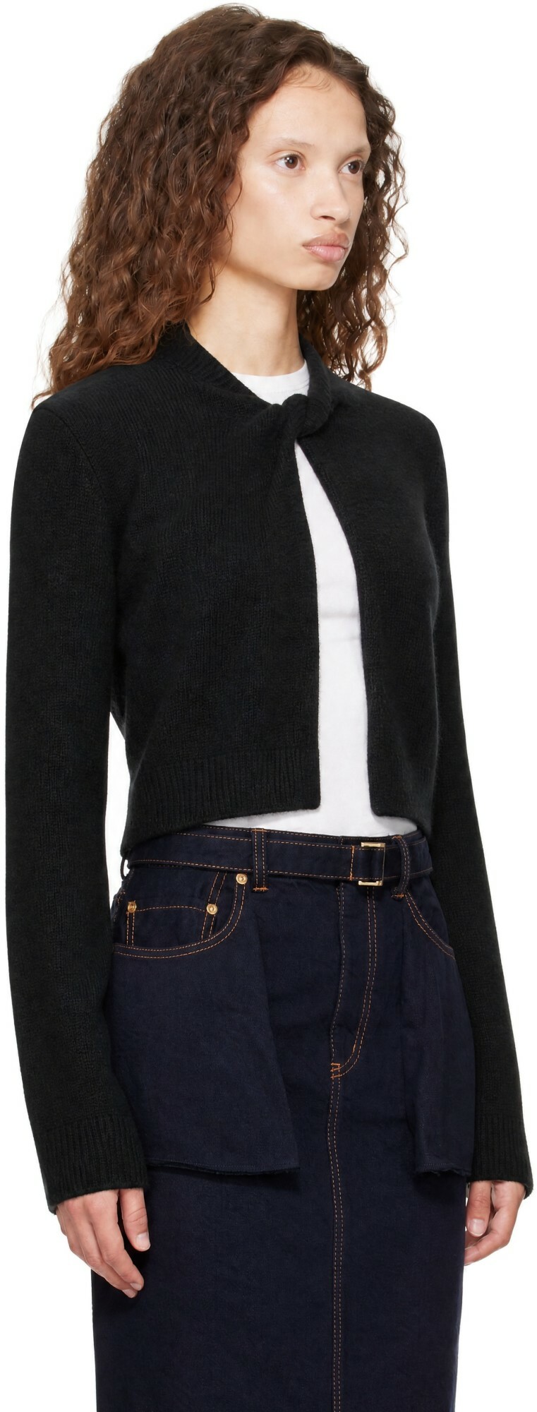 WOOYOUNGMI Black Open Fur Cardigan