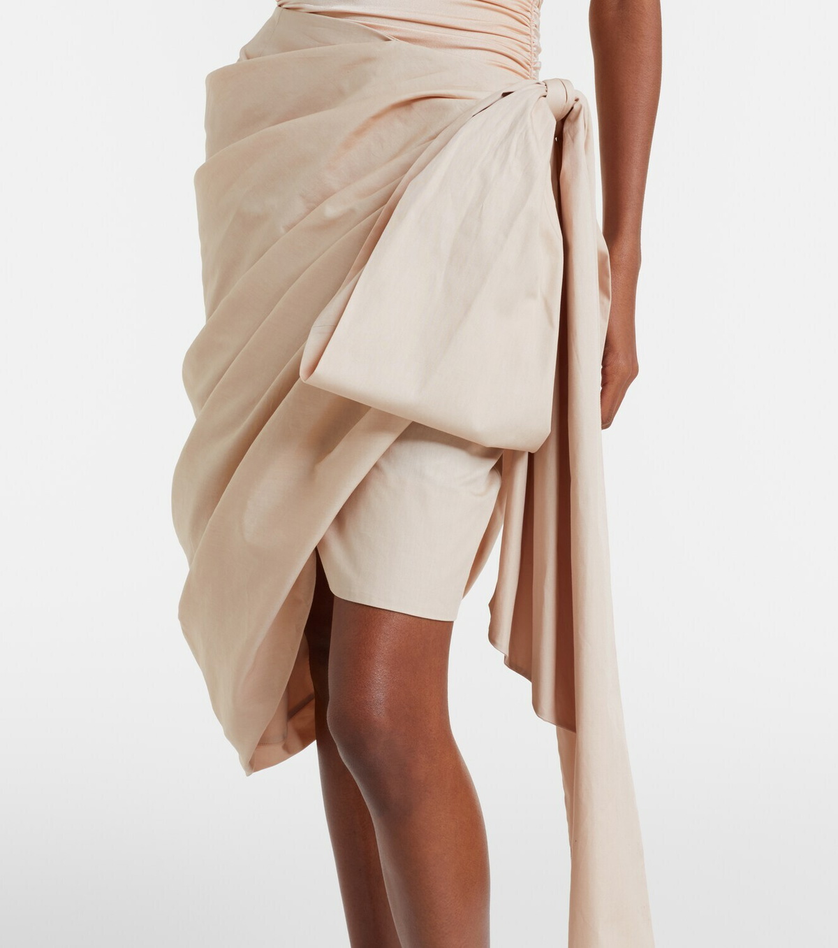 Chloé Bow-detail cotton poplin midi skirt