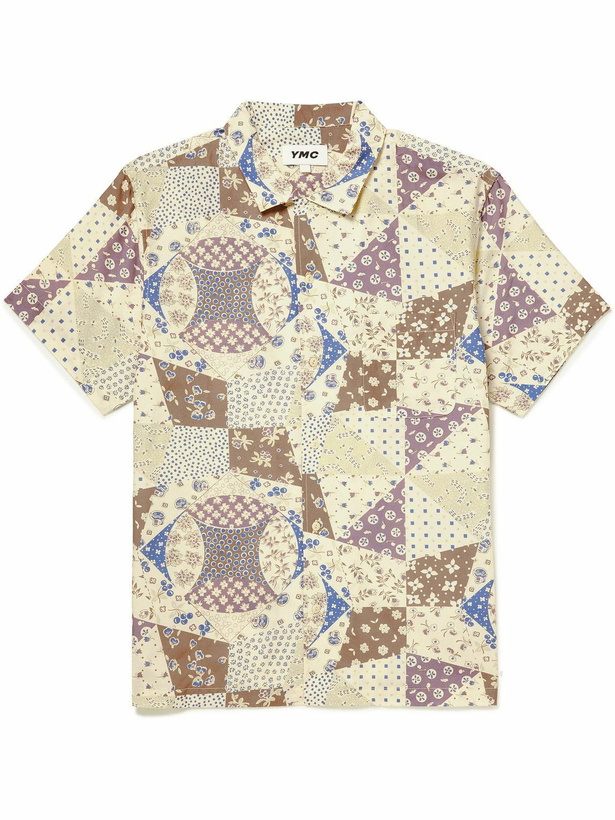 Photo: YMC - Malick Camp-Collar Printed Cotton and Silk-Blend Shirt - Neutrals