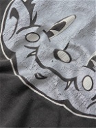 SAINT Mxxxxxx - Printed Distressed Cotton-Jersey T-Shirt - Black