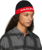 Marni Black & Red Jacquard Logo Beanie